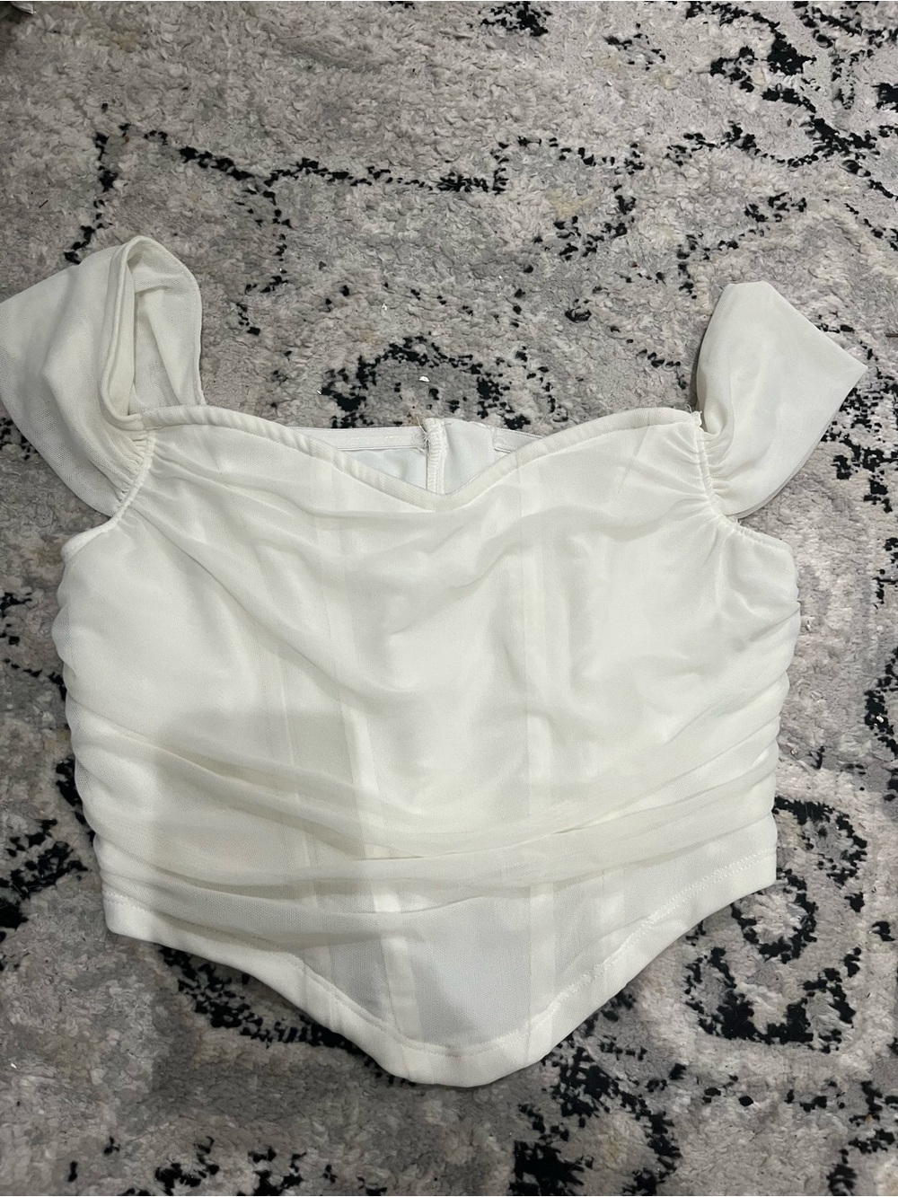 White Off-Shoulder Structured Crop Top